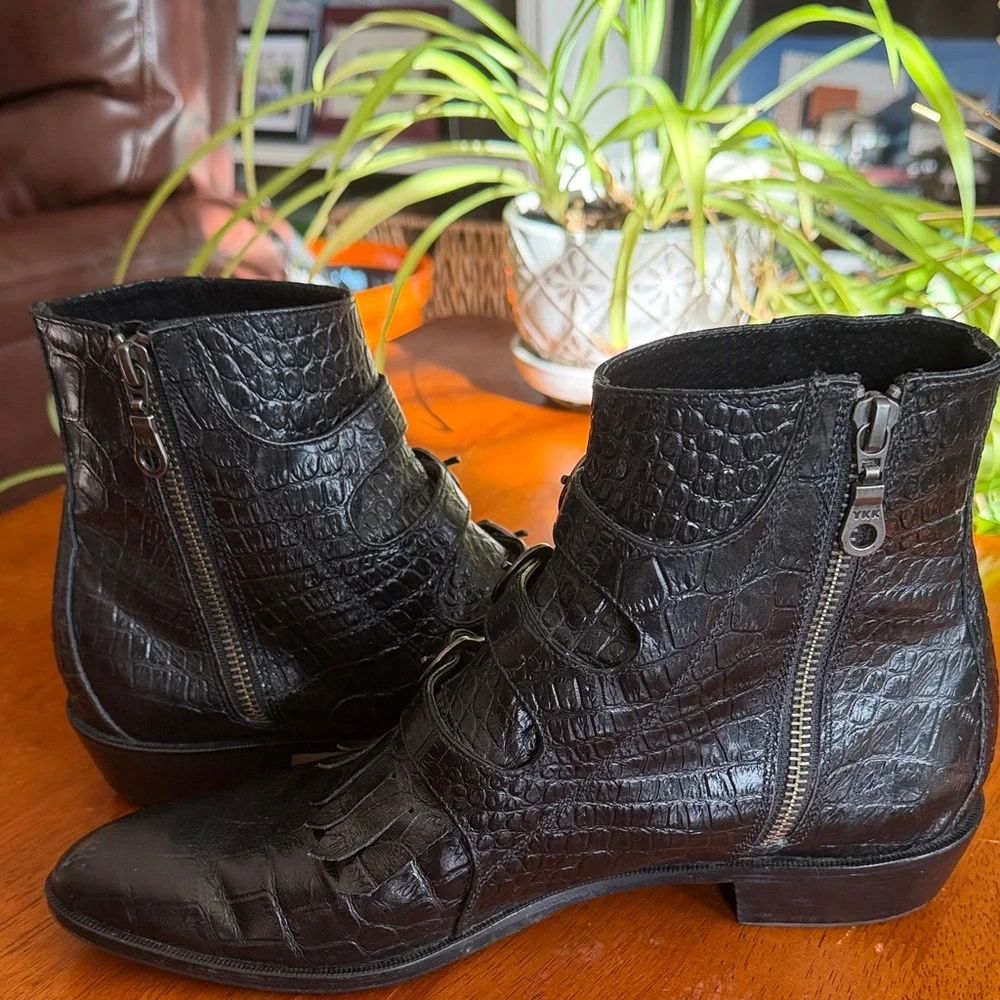 Modern Vice Black Jett Croc Ankle Boots *Special Edition (Seen on Mickey - Love) - Picture 4 of 15